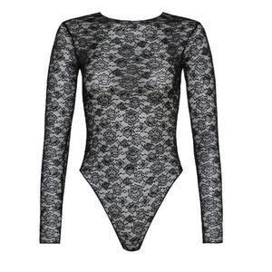 Tropic of C Lace Odette Bodysuit in Black Size Fit Small Preowned Long Sleeves